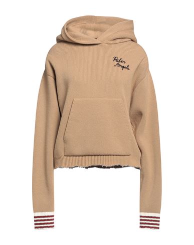 Palm Angels Camel-coloured Sweatshirt In Wool In Brown