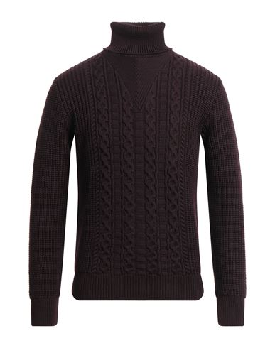 Roberto Collina Man Turtleneck Deep Purple Size 40 Merino Wool In Purple