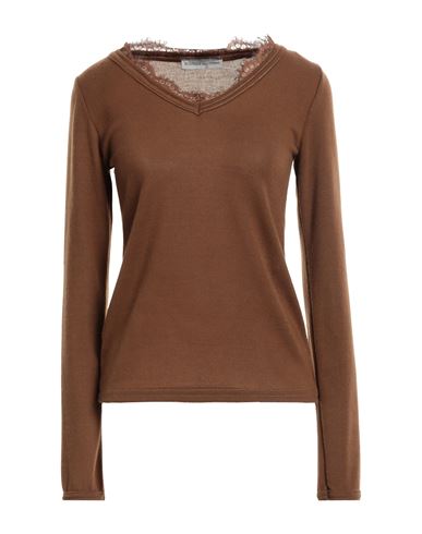 Boutique De La Femme Woman Sweater Brown Size L/xl Polyester, Viscose, Elastane