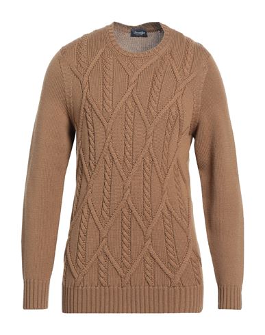 Drumohr Man Sweater Camel Size 44 Merino Wool In Beige