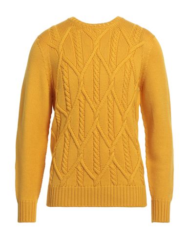 Drumohr Man Sweater Ocher Size 44 Merino Wool In Yellow