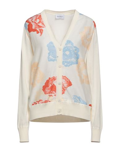 Ferragamo Woman Cardigan Beige Size M Cotton, Silk In Multi