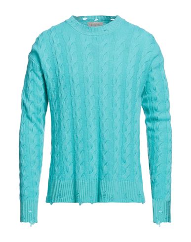 Laneus Man Sweater Turquoise Size 34 Merino Wool, Cashmere In Blue