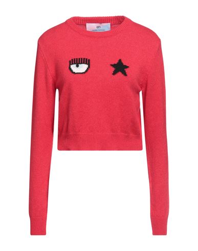 Chiara Ferragni Intarsia-knit Long-sleeve Jumper In Red
