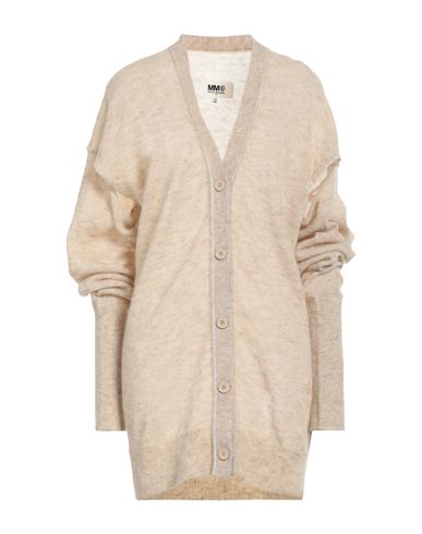 Mm6 Maison Margiela Woman Cardigan Beige Size M Alpaca Wool, Polyamide