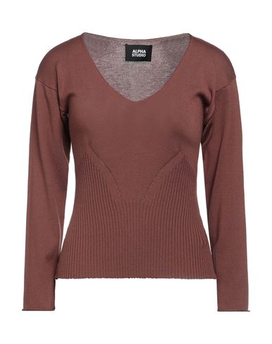 Alpha Studio Woman Sweater Brown Size 6 Viscose, Polyester, Polyamide