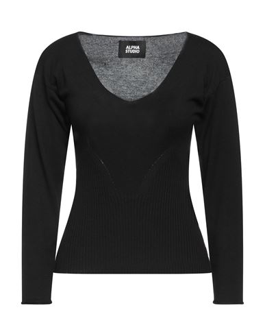 Shop Alpha Studio Woman Sweater Black Size 6 Viscose, Polyester, Polyamide