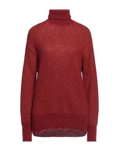 Twinset Woman Turtleneck Burgundy Size L Polyamide, Mohair Wool, Viscose, Polyester, Wool In Red