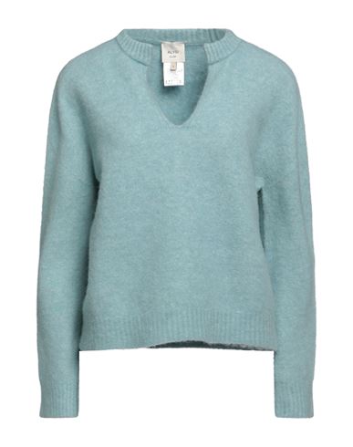 Alysi Woman Sweater Light Blue Size M Alpaca Wool, Polyamide, Merino Wool, Elastane
