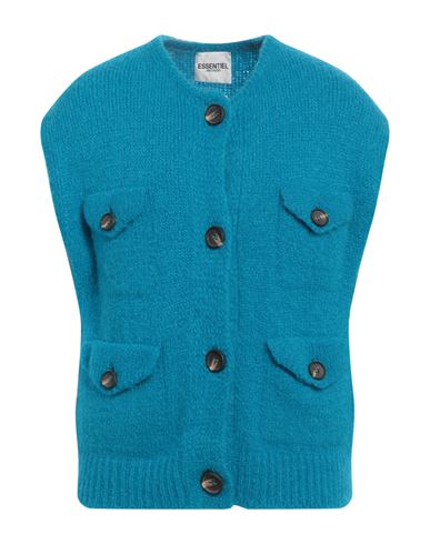 Essentiel Antwerp Woman Cardigan Azure Size M Mohair Wool, Acrylic, Polyamide, Elastane In Blue