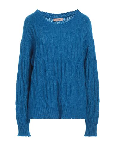 Twinset Woman Sweater Blue Size L Polyamide, Mohair Wool, Wool