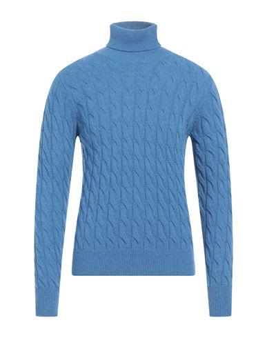 Shop +39 Masq Man Turtleneck Azure Size 36 Wool In Blue