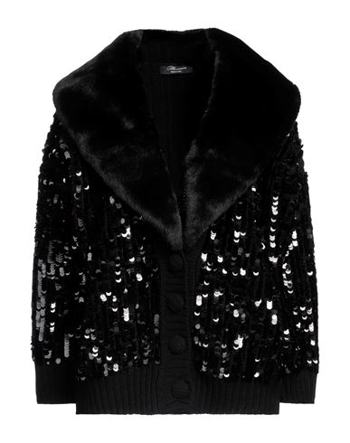 Blumarine Woman Cardigan Black Size Xs Virgin Wool, Pvc - Polyvinyl Chloride, Polyester