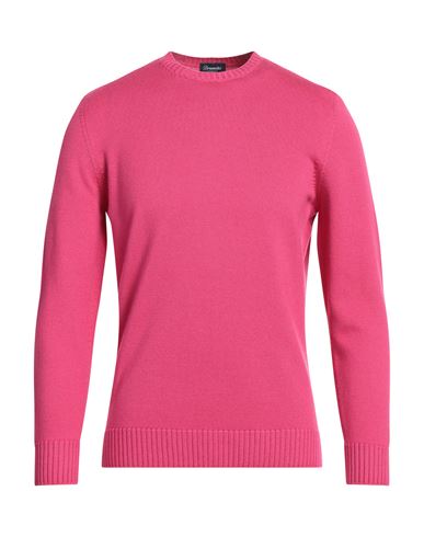 Drumohr Man Sweater Fuchsia Size 44 Merino Wool In Pink