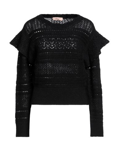 Twinset Open Knit Wool-blend Jumper In Black