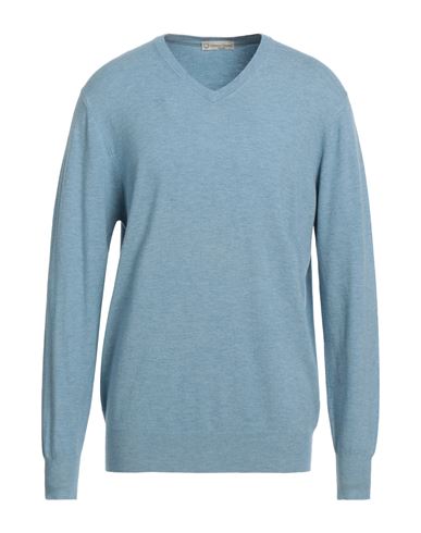 Cashmere Company Man Sweater Sky Blue Size 44 Wool, Cashmere, Elastane
