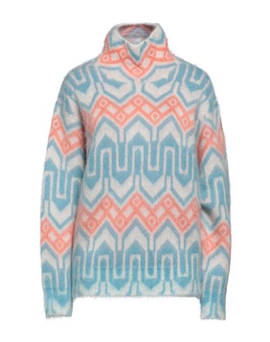 Moncler Jacquard-knit Mohair-blend Turtleneck Sweater In Blue