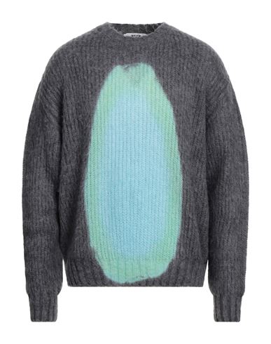 Msgm Man Sweater Lead Size S Acrylic, Polyamide, Mohair Wool In Grey