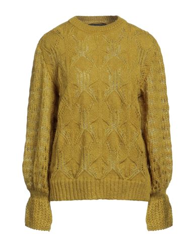 Alberta Ferretti Woman Sweater Mustard Size 6 Mohair Wool, Polyamide, Virgin Wool, Elastane In Yellow