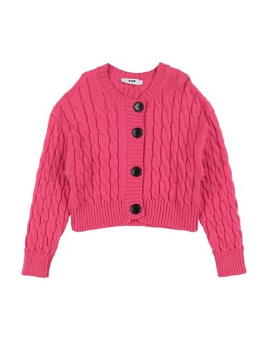 MSGM MSGM TODDLER GIRL CARDIGAN FUCHSIA SIZE 6 VIRGIN WOOL, ACRYLIC