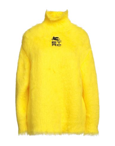 Shop Etro Woman Turtleneck Yellow Size 6 Mohair Wool, Polyamide