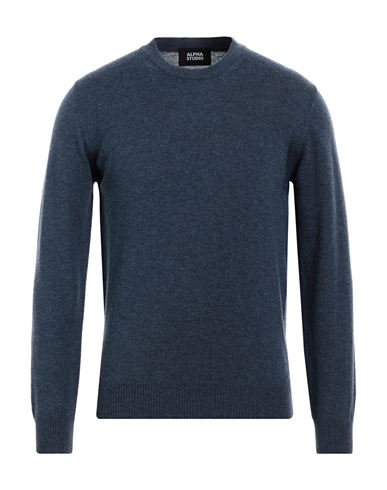 Alpha Studio Man Sweater Slate Blue Size 48 Wool