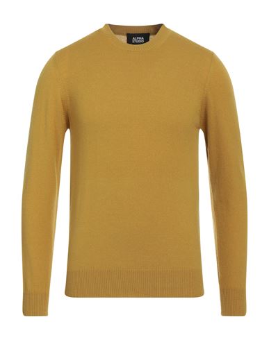 Alpha Studio Man Sweater Ocher Size 42 Wool In Yellow