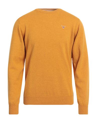 Gant Man Sweater Ocher Size Xxl Lambswool In Yellow