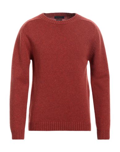 Daniele Fiesoli Man Sweater Rust Size Xl Merino Wool In Red