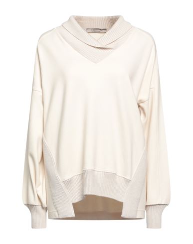 D-exterior D. Exterior Woman Sweater Ivory Size L Merino Wool, Cotton, Viscose, Polyamide, Synthetic Fibers In White
