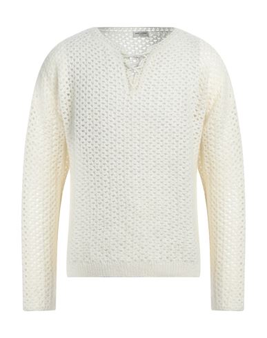 Saint Laurent Man Sweater Ivory Size M Wool, Mohair Wool, Polyamide In White