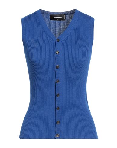 Shop Dsquared2 Woman Cardigan Blue Size Xs Virgin Wool