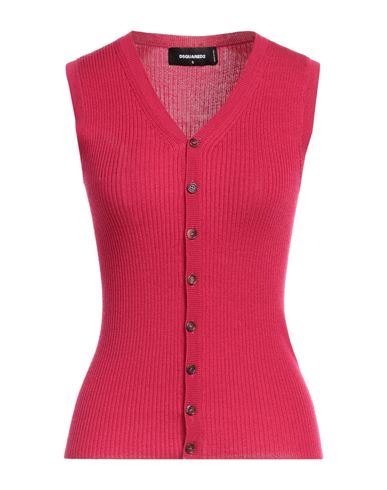 Dsquared2 Woman Cardigan Fuchsia Size M Virgin Wool In Pink