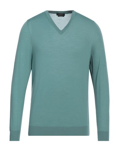 Svevo Man Sweater Pastel Blue Size 40 Super 180s Wool In Sage Green