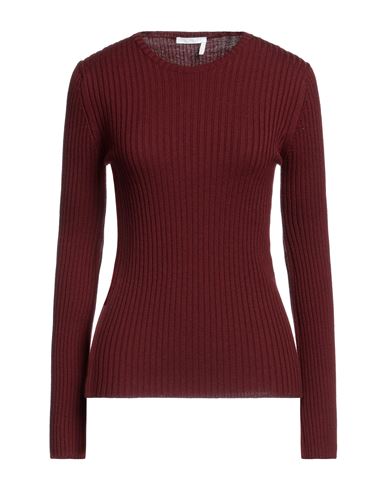 Chloé Woman Sweater Burgundy Size L Wool, Cashmere, Polyamide, Elastane In Red