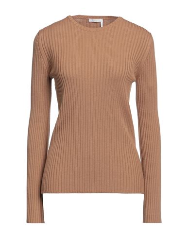 Chloé Woman Sweater Camel Size L Wool, Cashmere, Polyamide, Elastane In Beige