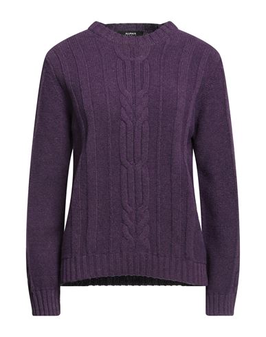 Alpha Studio Woman Sweater Purple Size 8 Merino Wool, Alpaca Wool, Polyamide In Purple
