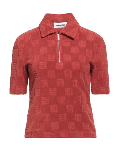 Ambush Woman Polo Shirt Rust Size S Cotton, Polyamide In Red