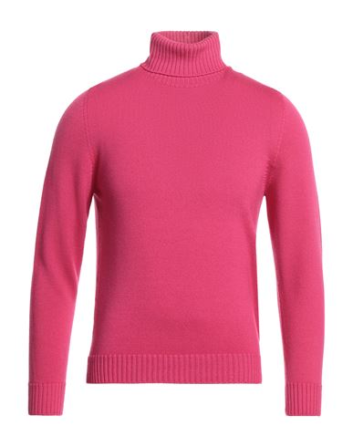 Drumohr Man Turtleneck Fuchsia Size 42 Merino Wool In Pink