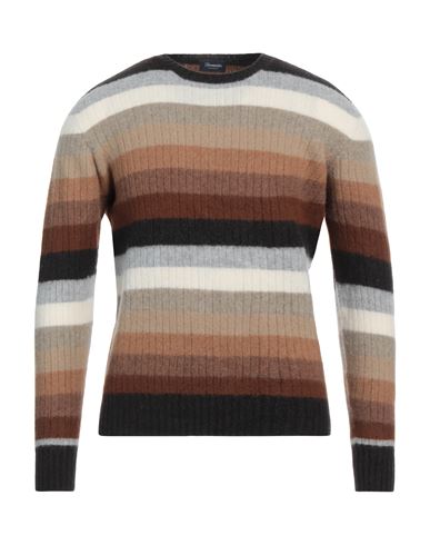 Drumohr Man Sweater Brown Size 40 Lambswool