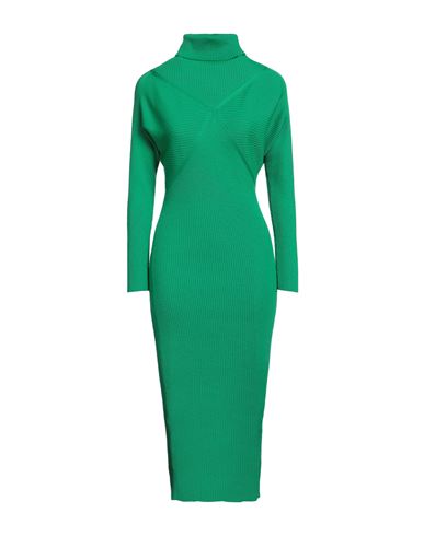 Erika Cavallini Woman Midi Dress Green Size Xl Virgin Wool