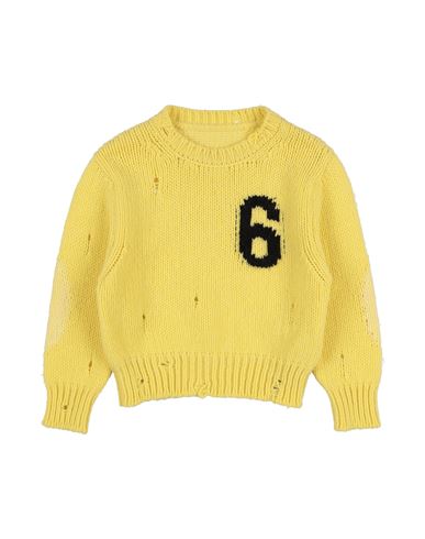 Shop Mm6 Maison Margiela Toddler Boy Sweater Light Yellow Size 6 Wool, Nylon, Acrylic