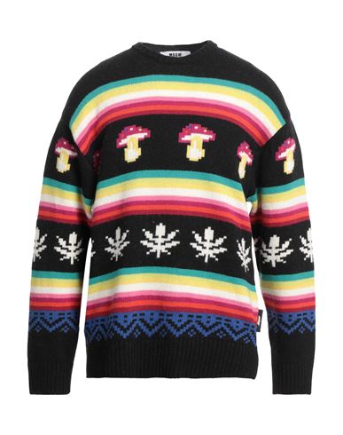 Shop Msgm Man Sweater Black Size Xl Wool, Polyamide