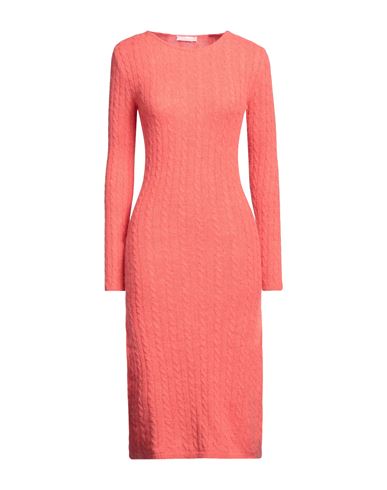 Kristina Ti Woman Midi Dress Coral Size M Acrylic, Alpaca Wool, Polyamide, Wool, Elastane In Red