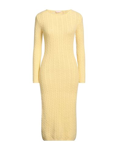 Kristina Ti Woman Midi Dress Yellow Size S Acrylic, Alpaca Wool, Polyamide, Wool, Elastane