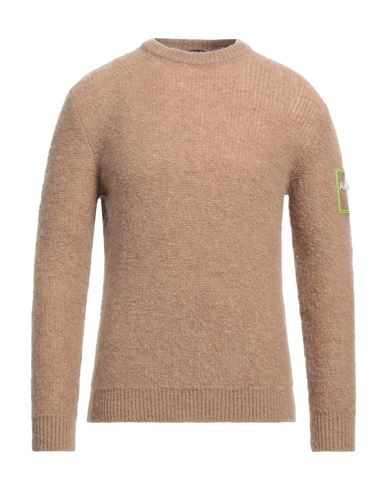 Alessandro Dell'acqua Man Sweater Camel Size M Polyacrylic, Polyamide, Mohair Wool, Wool, Elastane In Beige