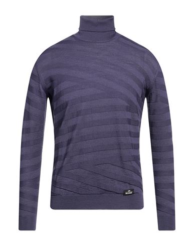 Alessandro Dell'acqua Man Turtleneck Dark Purple Size L Merino Wool, Dralon