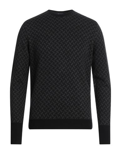 Drumohr Man Sweater Charcoal Size 42 Cashmere In Black
