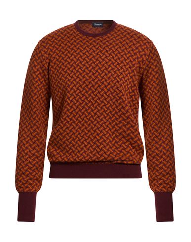 Drumohr Man Sweater Rust Size 46 Cashmere In Red