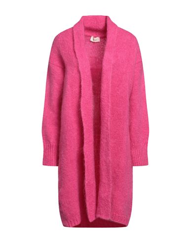 Vicolo Woman Cardigan Fuchsia Size Onesize Mohair Wool, Polyamide, Elastane In Pink